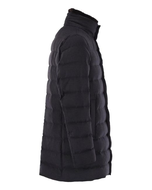 Herno Blue Down Jacket With Fur Collar for men