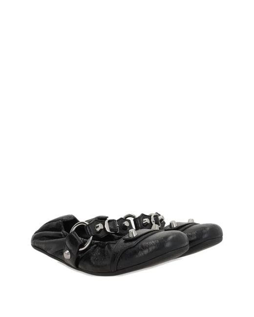 Balenciaga Black City Leather Ballets