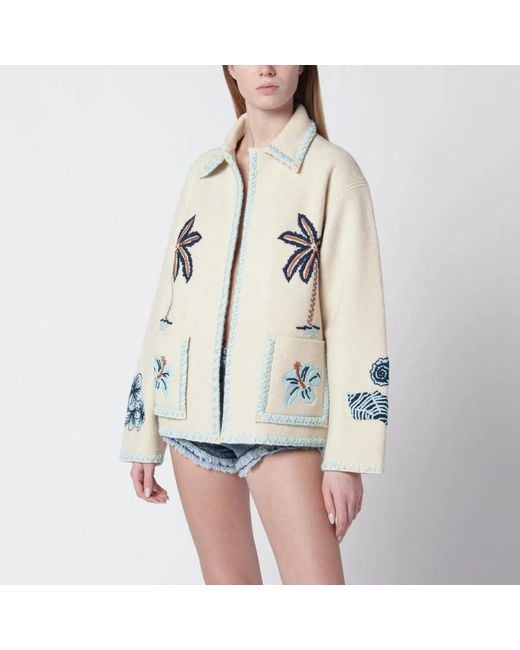 Alanui Natural Sand-Colored Wool Remember Me Jacket