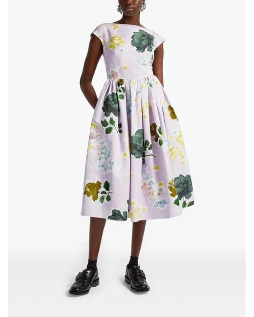 Erdem White Vestido Margot Flores Escote B