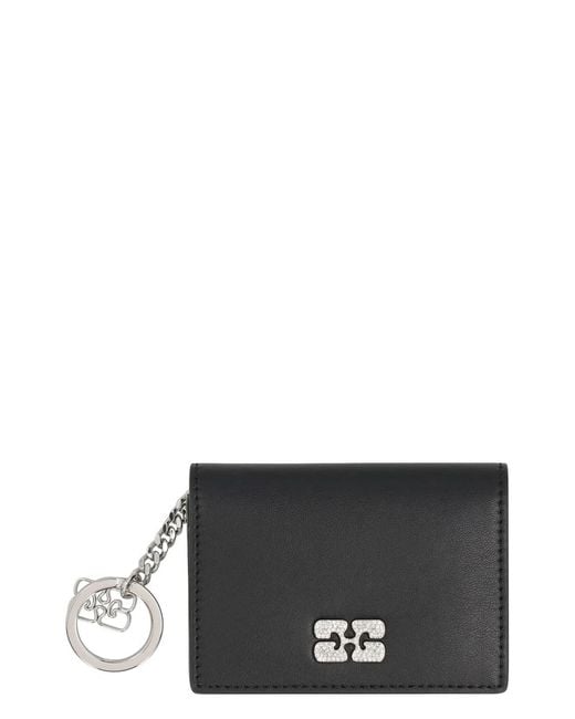 Ganni Black Bou Faux Leather Card Holder
