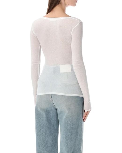 American Vintage Blue Massachusetts Ribbed T-Shirt