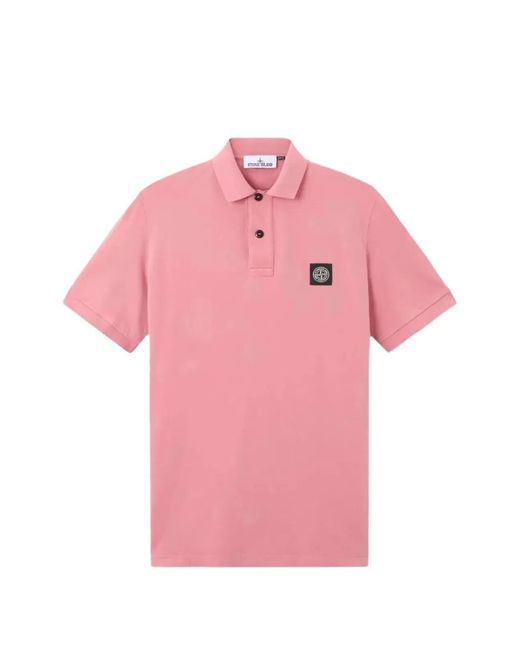 Stone Island Pink Slim Fit Cotton Piqué Polo Shirt for men