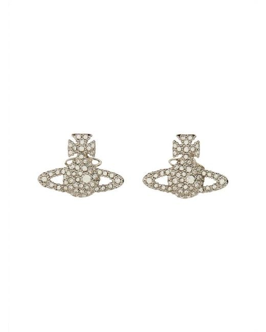 Vivienne Westwood Metallic Stud Earrings Grace Bas Relief With Crystals