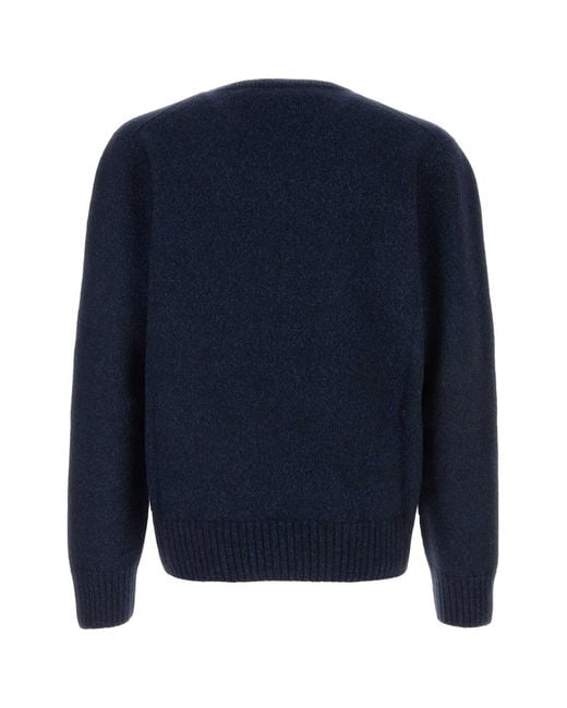 McQueen Blue Melange Wool Blend Sweater for men
