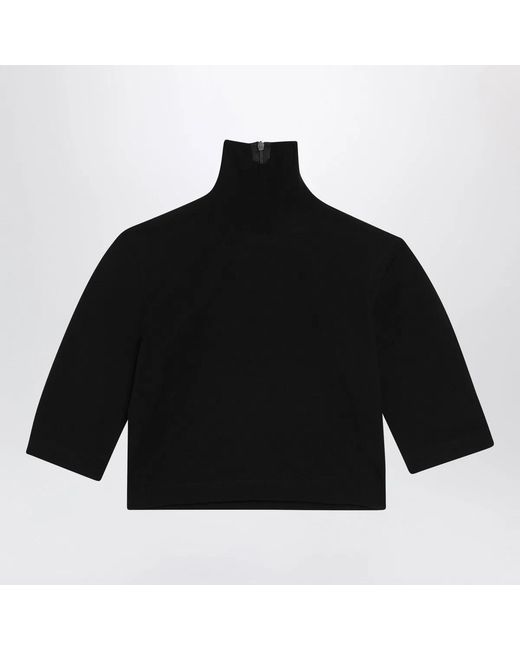 Max Mara Black Cropped Turtleneck Sweater