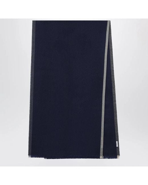 Brunello Cucinelli Blue Wool And Cashmere Scarf for men