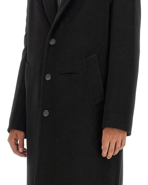 McQueen Black Single-Breasted Coat for men