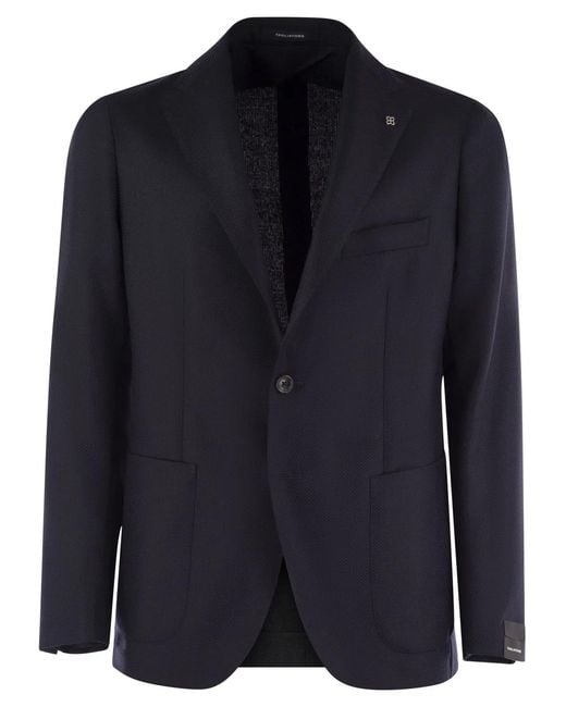 Tagliatore Blue Virgin Wool Jacket for men