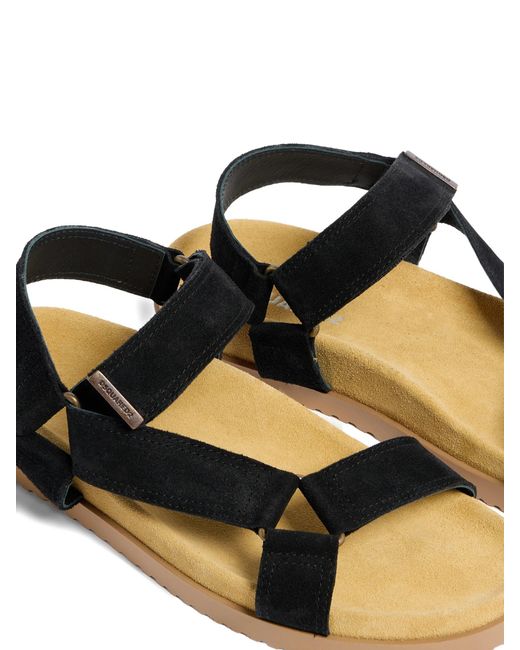DSquared² Black Calf Polyester Cargo Sandals