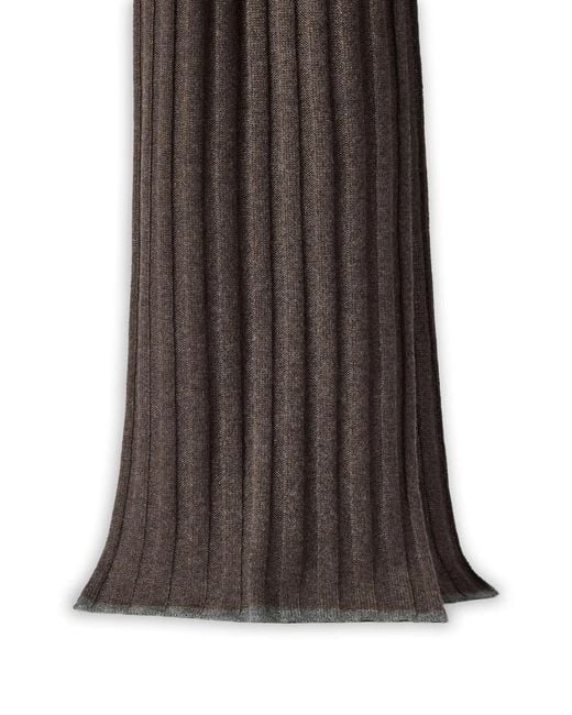 Brunello Cucinelli Brown Ribbed Beaded Scarf for men
