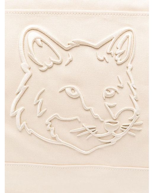 Maison Kitsuné Natural Maison Kitsuné Fox Head Xl Canvas Tote