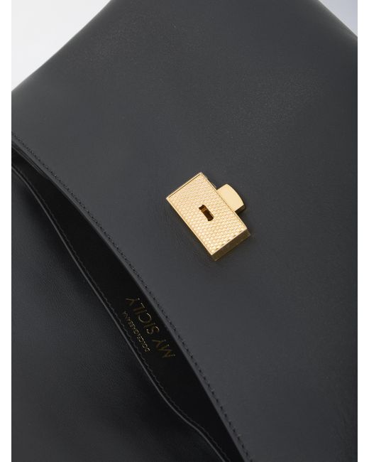 Dolce & Gabbana Black Dolce & Gabbana My Sicily Medium Plongé Leather Bag