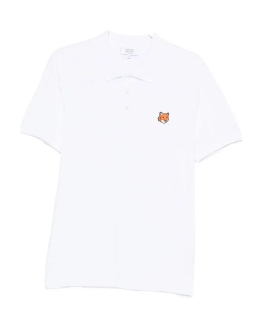 Maison Kitsuné White Maison Kitsuné Maison Kitsuné Fox Head Polo Shirt for men