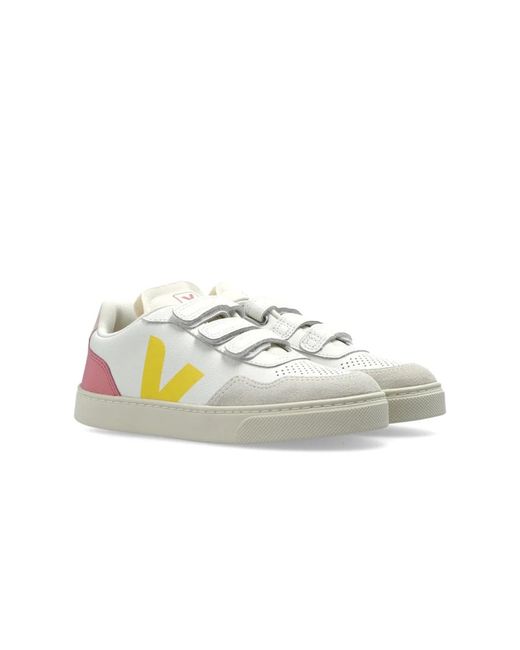 Veja White "V-90" Logo Sneaker