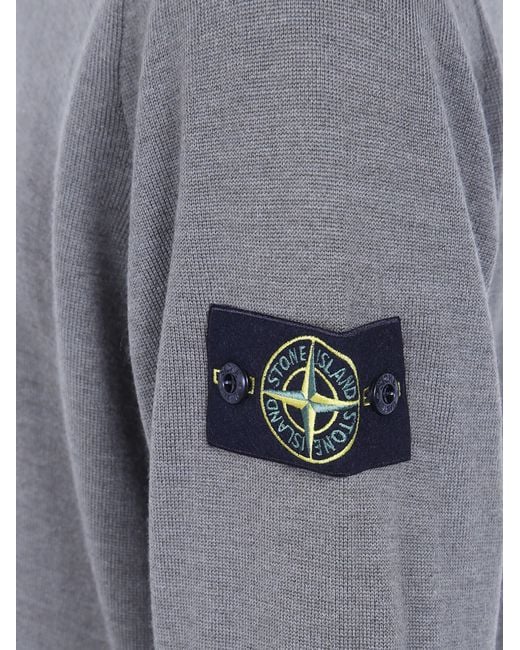 Stone Island Gray Round Neck Sweater for men