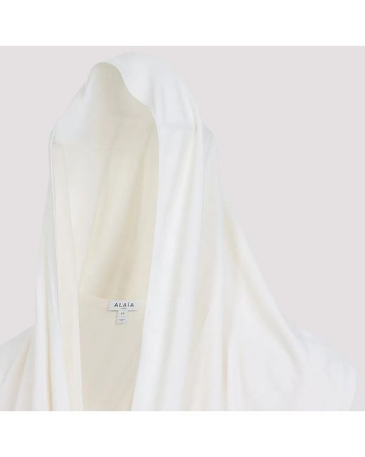 Alaïa Natural Draped Bodysuit With Hood