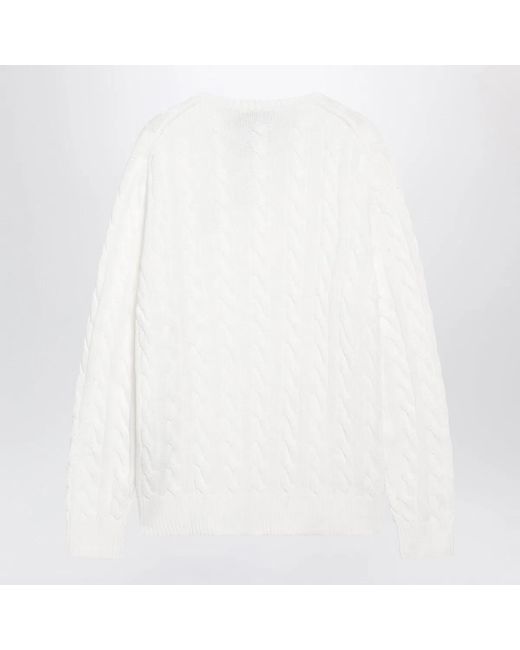 Polo Ralph Lauren White Cable-Knit Cotton Sweater for men
