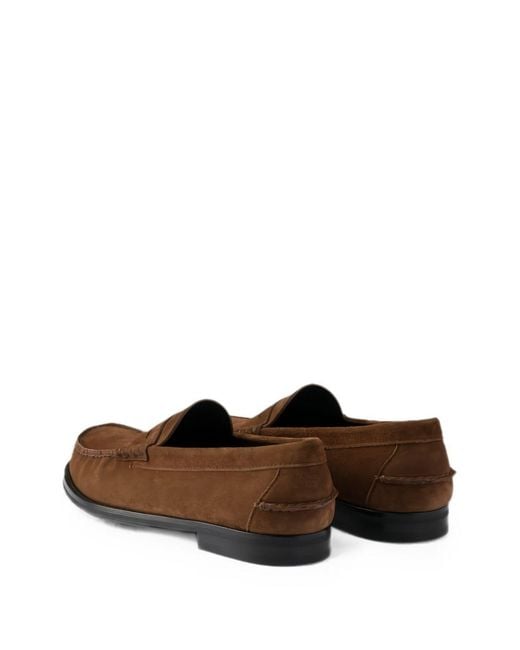 Prada Brown Cocoa Suede Loafers for men