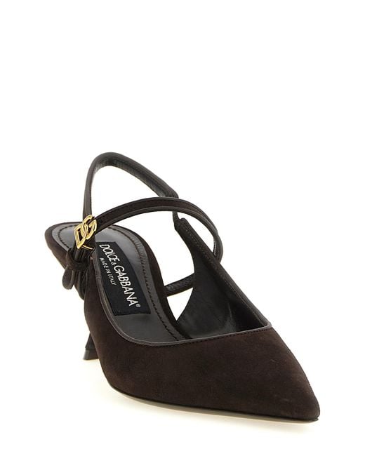 Dolce & Gabbana Black Goatskin Mid Heel Pumps