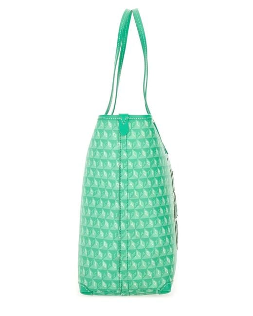 Anya Hindmarch Green Tote Bag With I Am A Plastic Bag Pattern