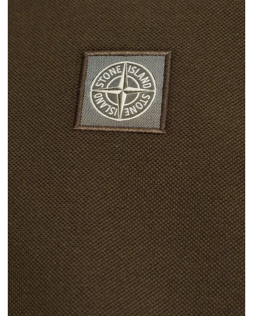 Stone Island Green Logo-Patch Short-Sleeve Polo Shirt for men