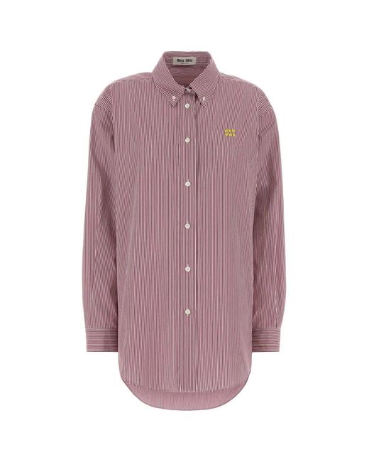 Miu Miu Purple Oversized Stripes Shirt