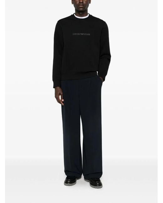 Emporio Armani Black Logo Cotton Sweatshirt for men