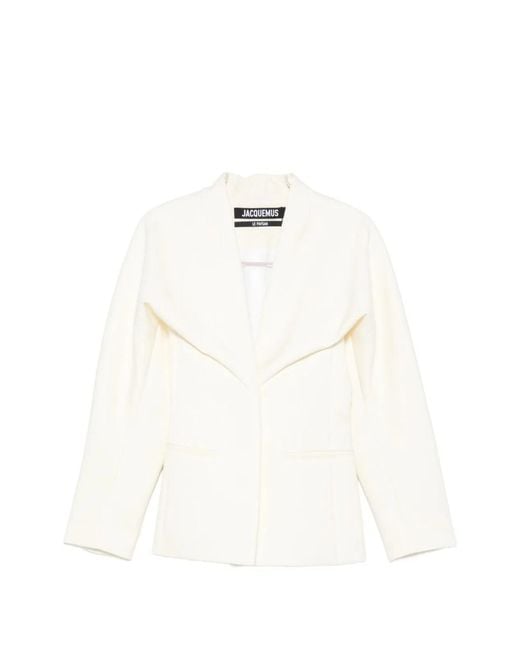 Jacquemus White La Veste Chale Wool Blend Jacket