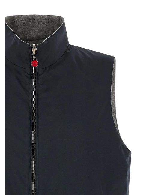 Kiton Blue Double Face Nylon Vest for men