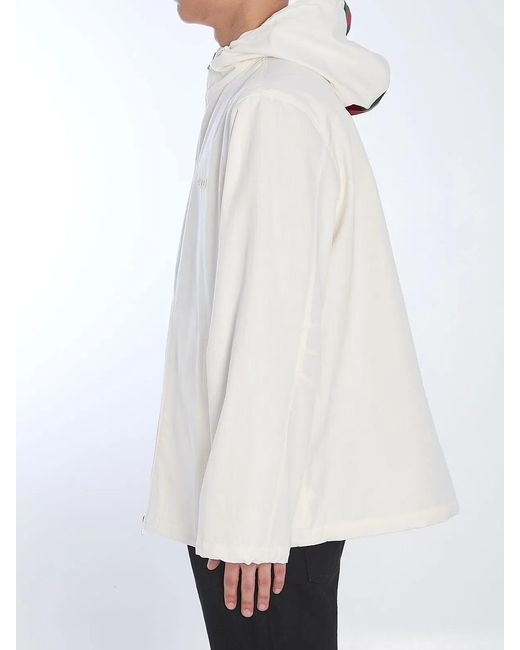 Gucci White Zip-Up Jacket With Logo Print for men