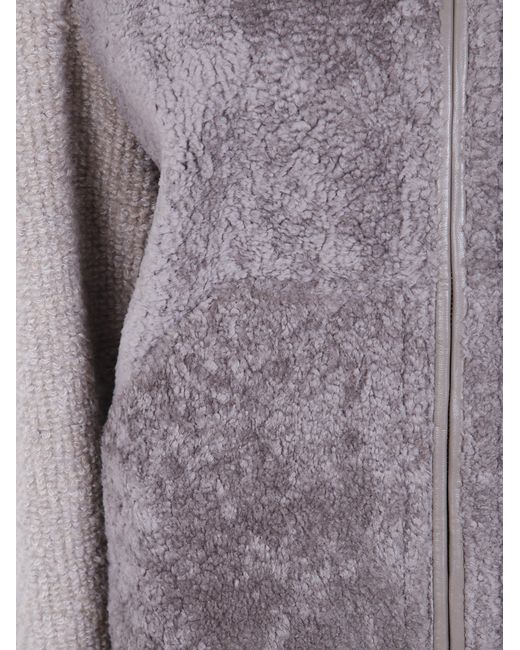 Fabiana Filippi Gray Shearling Bomber With Knit Back