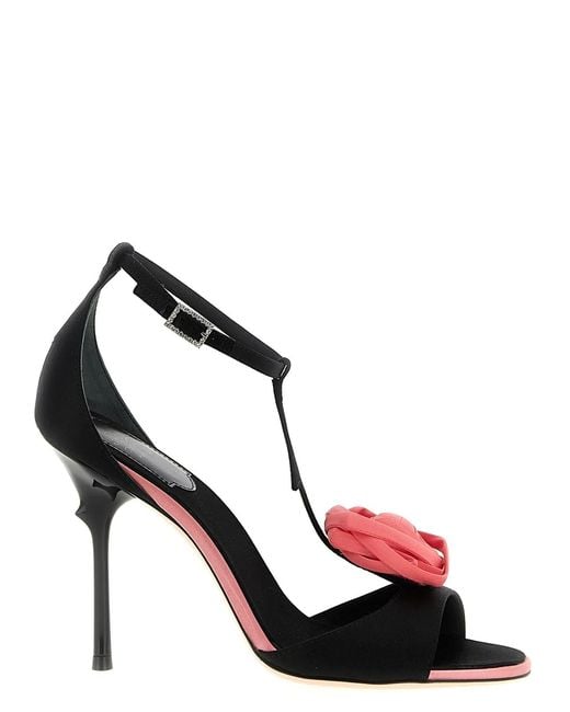 Roger Vivier Black 'Rose Vivier' Sandals