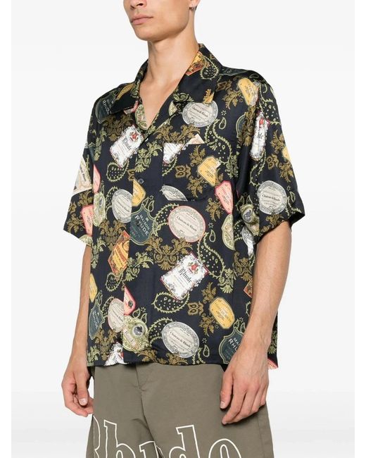 Rhude Gray Vin Bandana Print Button Up Shirt for men