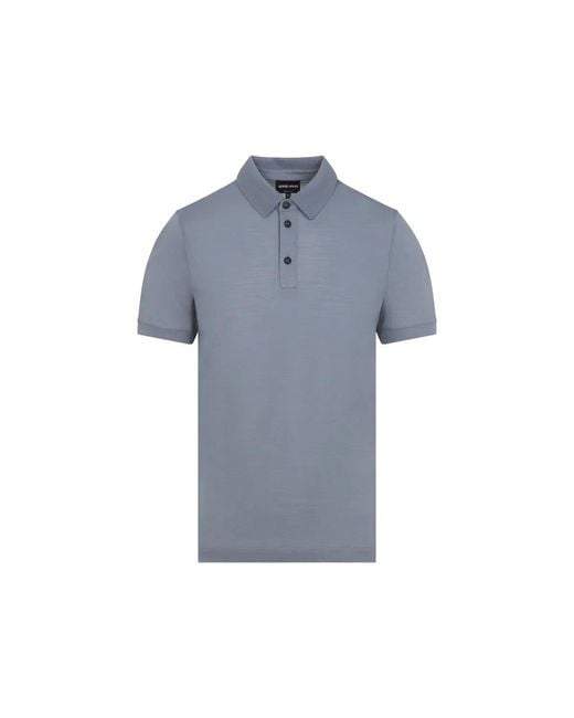 Giorgio Armani Blue Cloud Cotton Polo Shirt for men