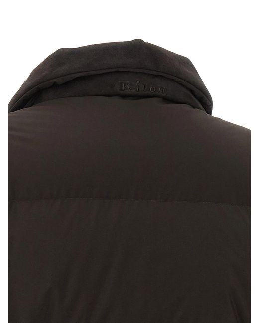 Kiton Black Drawstring Down Jacket