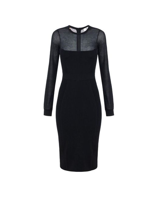 Elisabetta Franchi Blue Ribbed Jacquard Midi Dress