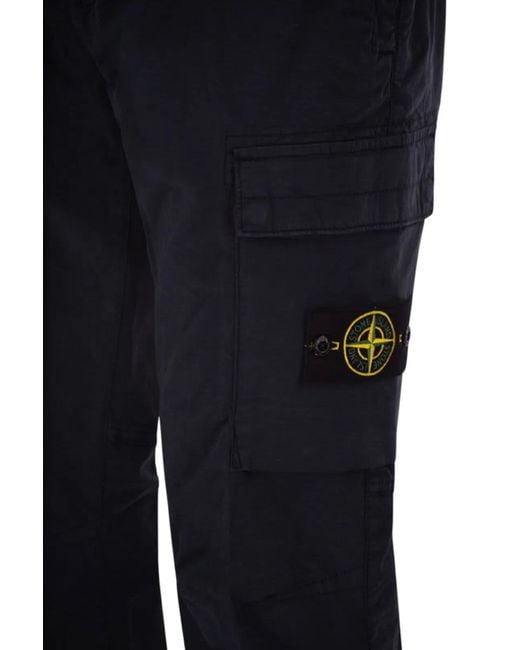 Stone Island Blue Regular Tapered Fit Cargo Trousers for men