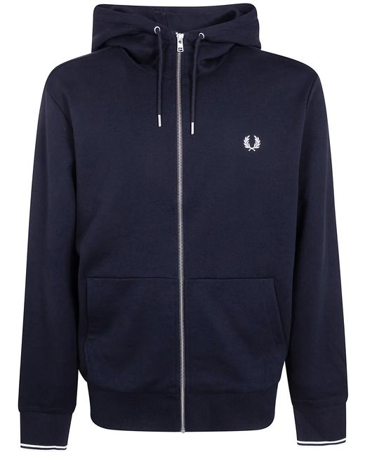 Fred Perry Black Hooded Zip Through Sweatshirt for men