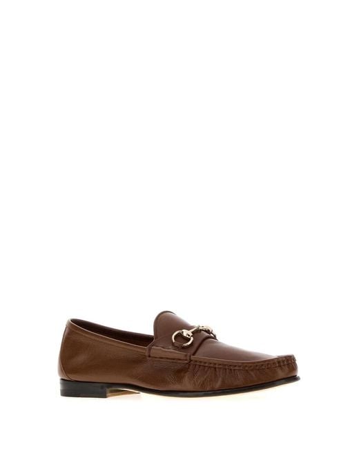 Gucci Brown Leather Lugano Loafers for men