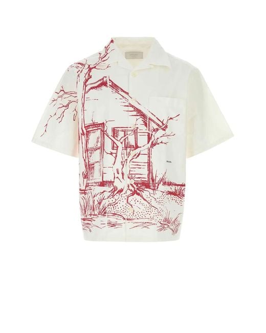 Prada Pink Poplin Shirt for men