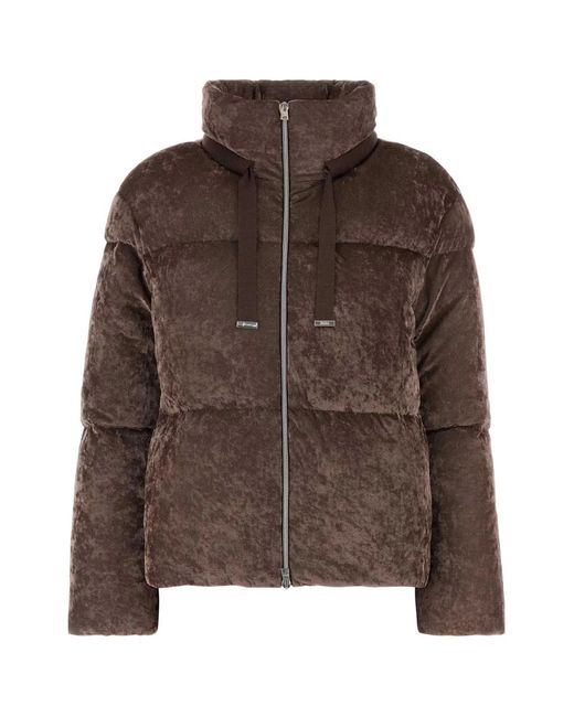 Herno Brown Aubergine Stretch Velvet Down Jacket