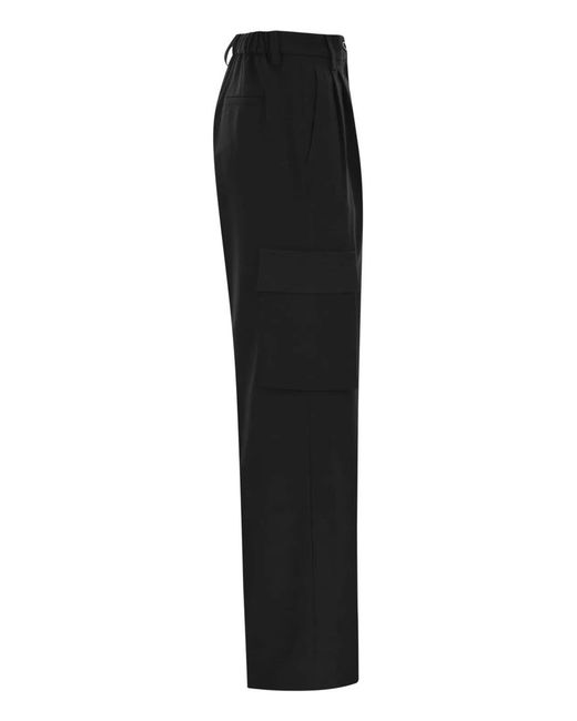 Herno Black Soft Wool Cargo Pants