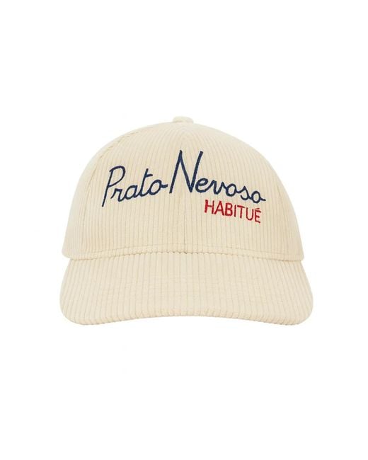 Mc2 Saint Barth Natural Cream Corduroy Embroidered Baseball Hat for men