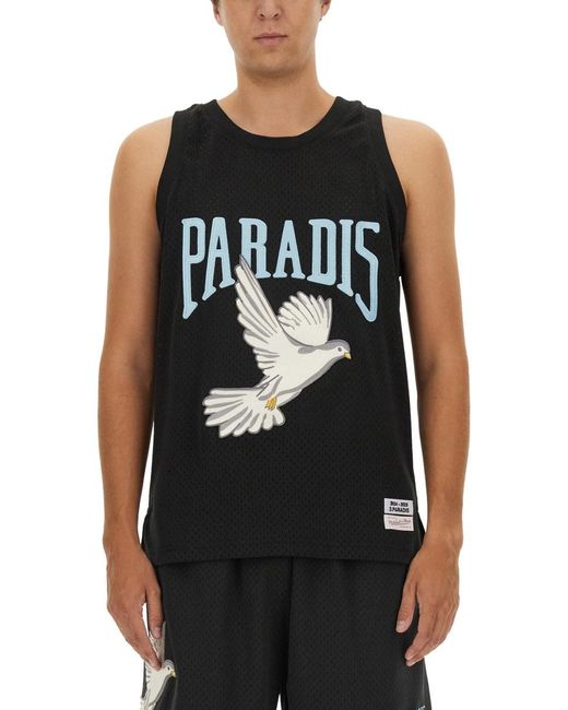 3.PARADIS Black Tops With Logo for men