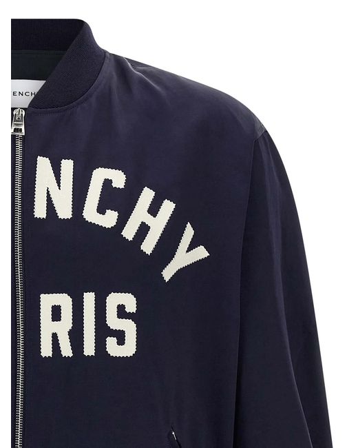 Givenchy Blue Logo Bomber Jacket for men