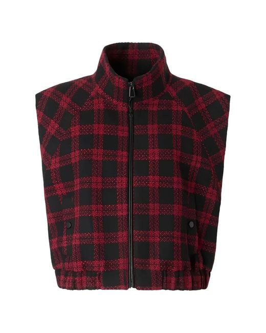 Pinko Red Check Sleeveless Jacket