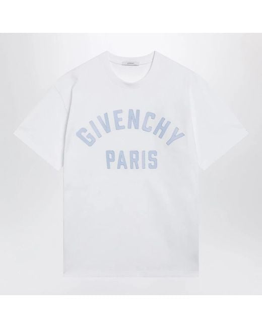 Givenchy White T-Shirt With Logo Embroidery for men