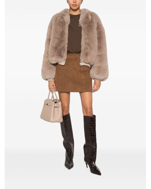 DUNST Brown Suede Effect Mini Skirt