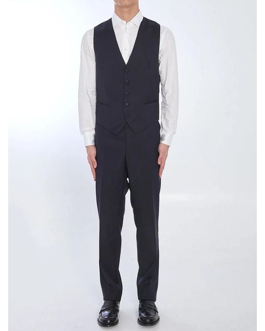 Tagliatore Blue Wool Vest for men